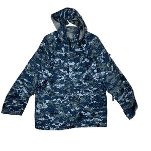 US Navy Working Parka Gore-Tex Digital Camo Blue Jacket Size M Short Shell USN